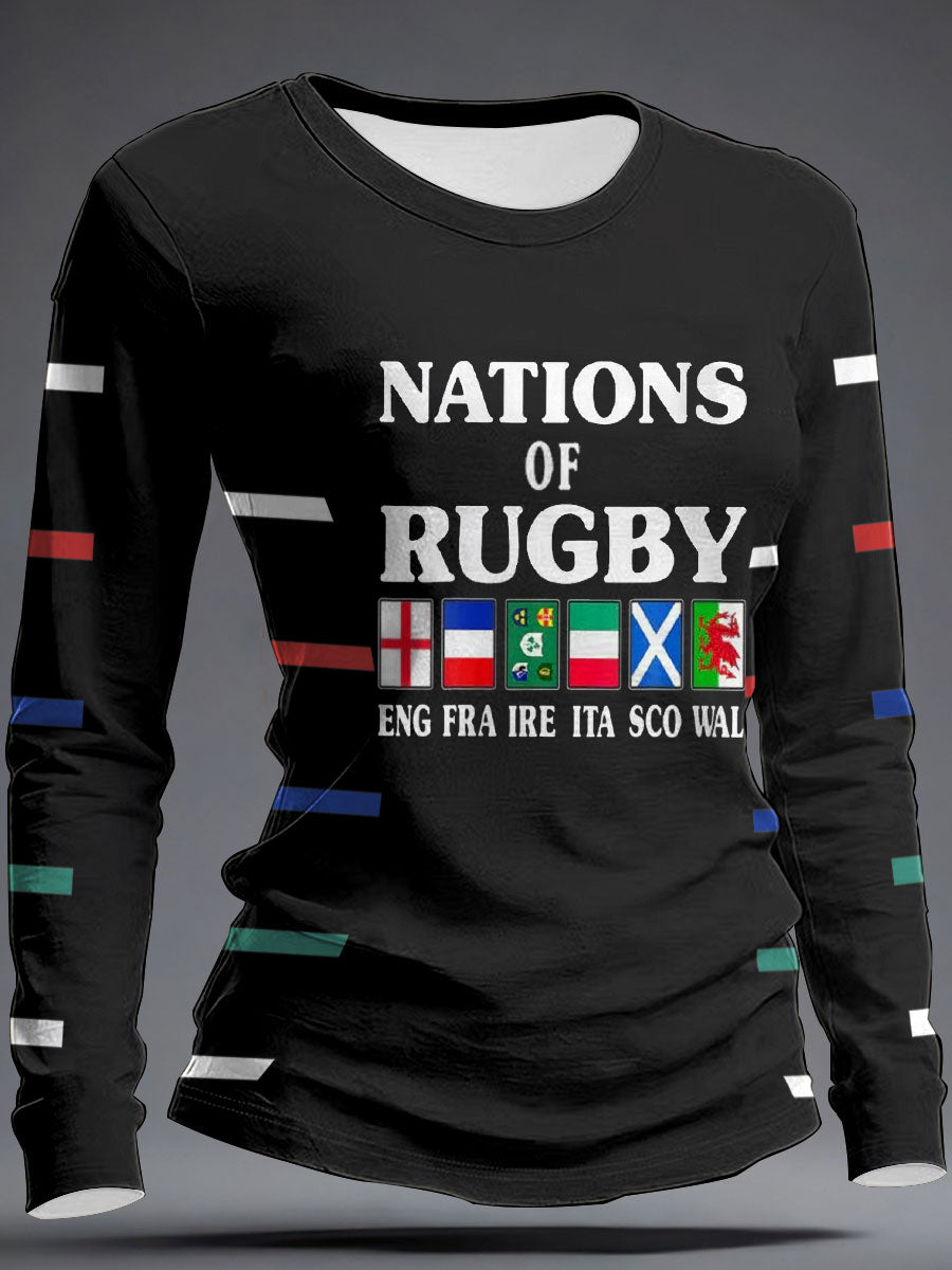 Hauts imprimés Nations of Rugby Lover Femme