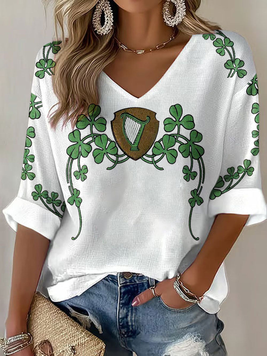 Hauts gaufrés imprimés The Green Army Ireland Rugby Lover Femme