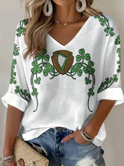 Hauts gaufrés imprimés The Green Army Ireland Rugby Lover Femme
