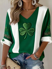 T-shirt col en V imprimé Ireland Rugby Lover pour femme