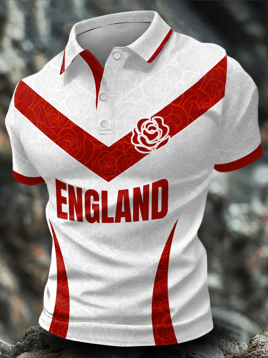 Hommes Angleterre Rugby Roses Lover Imprimé Casual Tops