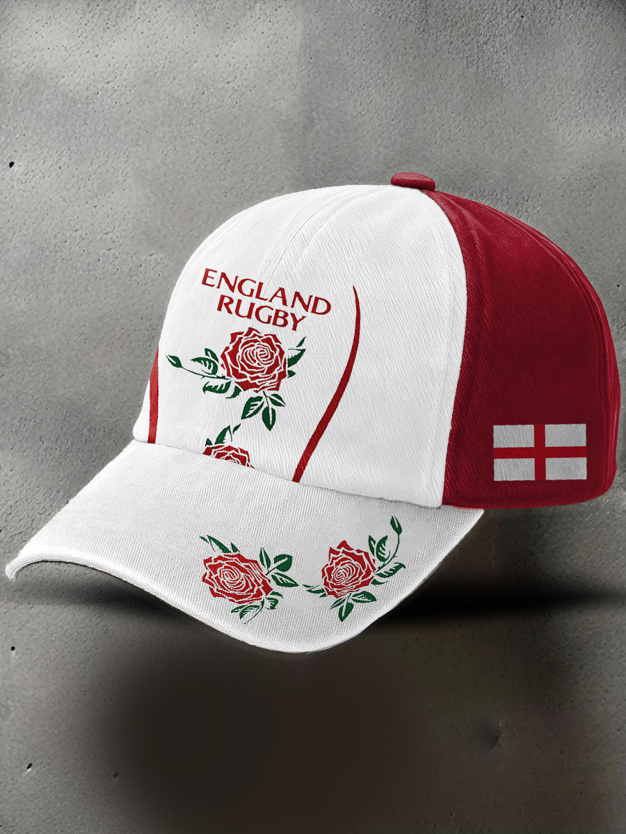 Chapeau unisexe imprimé Angleterre Rugby Roses Lover