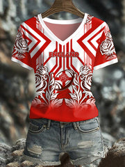 T-shirt à imprimé England Rugby Roses pour femme