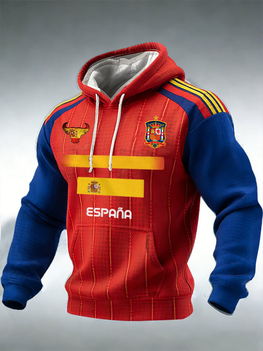 Sweat à capuche en coton à carreaux Espagne Football Homme