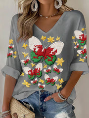 Pays de Galles des femmes Welsh Rugby Lover imprimé Waffle Tops