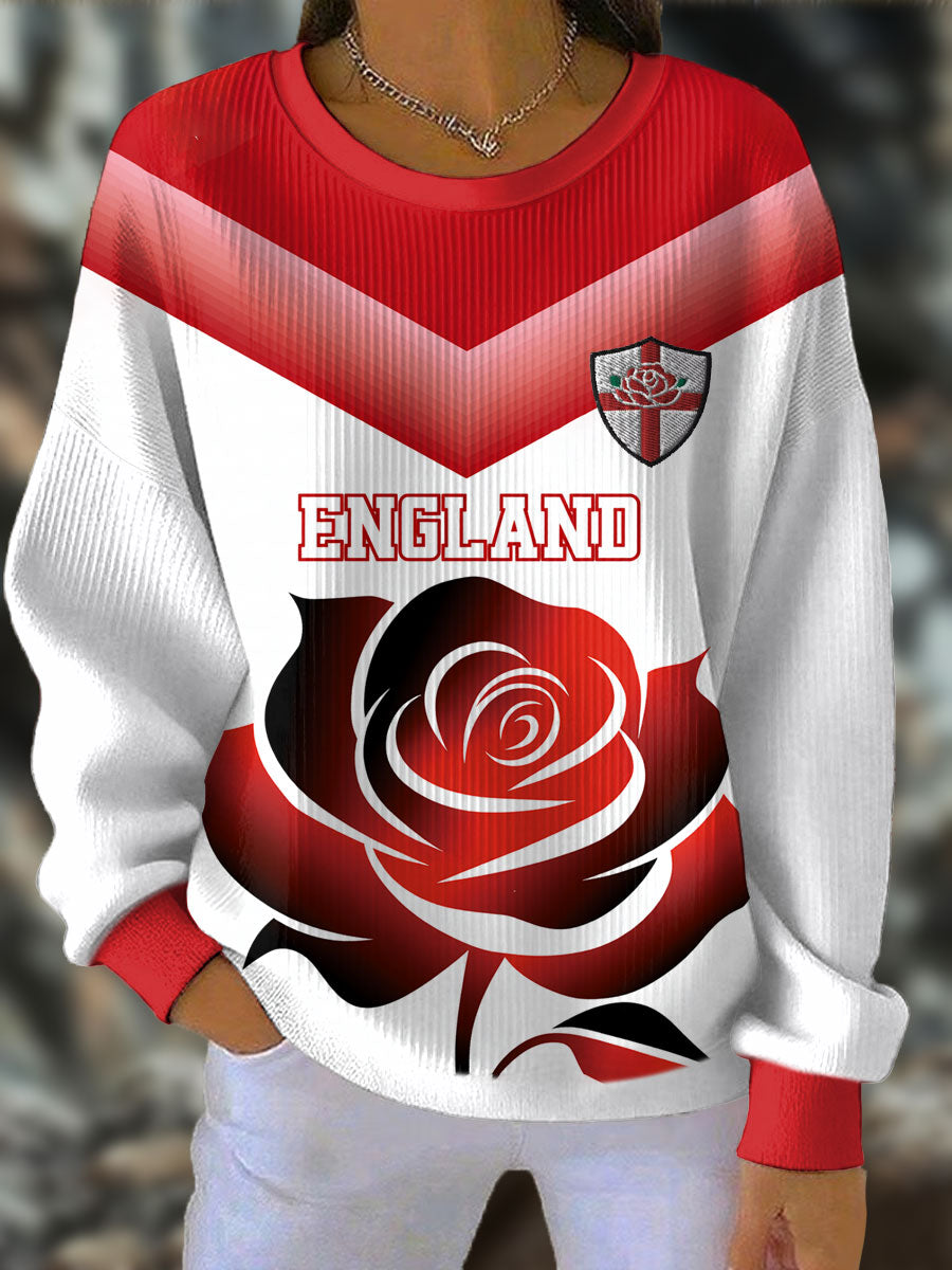 Sweatshirt à imprimé England Rugby Roses Lover pour femme