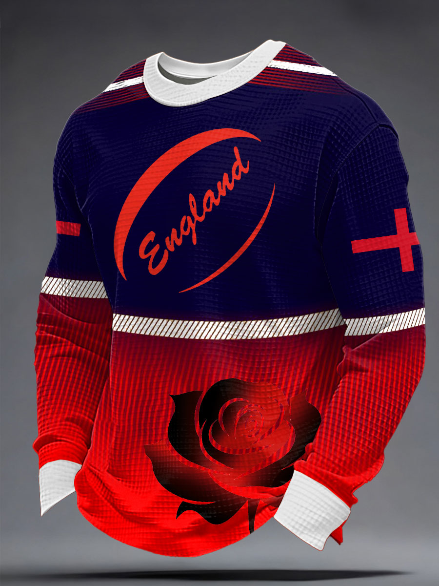 Sweat-shirt à imprimé gaufré England Rugby Roses pour homme