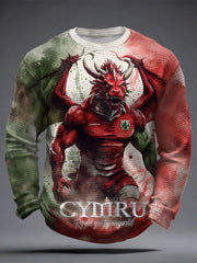 Hommes Pays de Galles Rugby Lover CYMRU Imprimer Waffle Tops