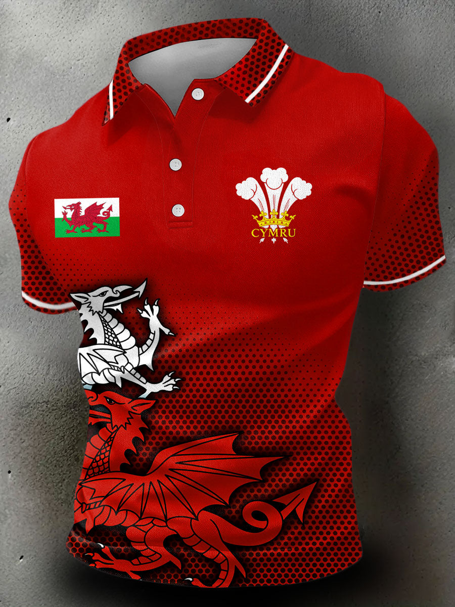 Pays de Galles pour hommes Welsh Rugby Lover Imprimé Casual Tops