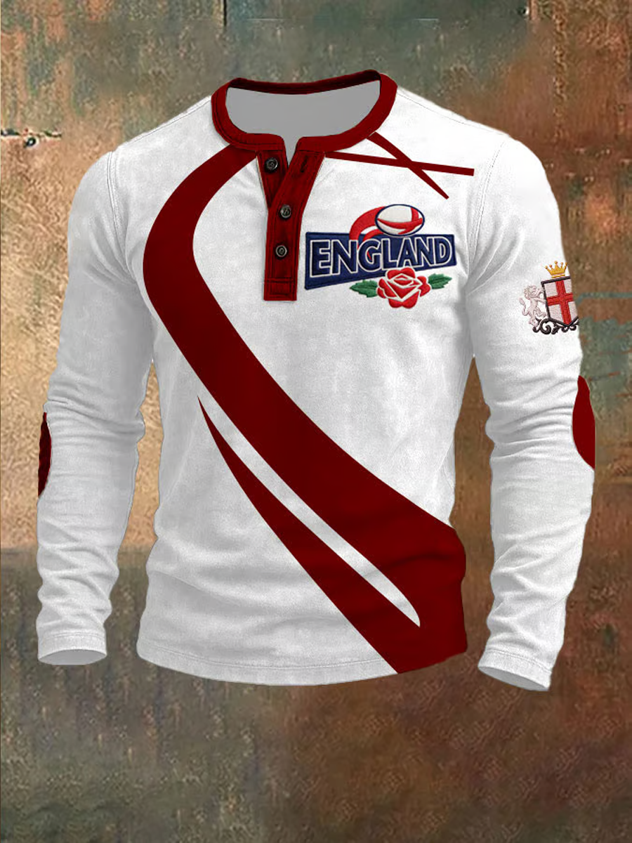 T-shirt à manches longues imprimé England Rugby Lover pour homme