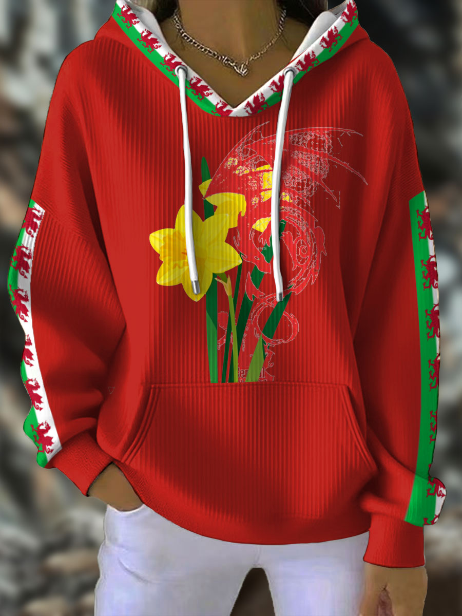 Femme Pays de Galles Welsh Rugby Lover Imprimé Hoodie
