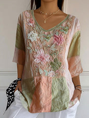 Tops Femme Rose Imprimé Floral Cancer Du Sein
