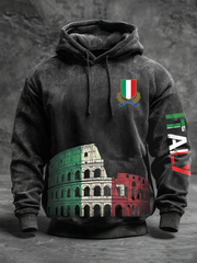 Hommes Italie Rugby Surdimensionné Goutte Épaule Hoodie avec Poches