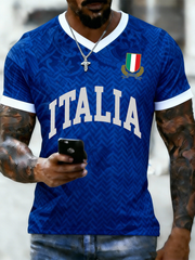 T-shirt de Rugby de l'Italie des hommes V-Neck
