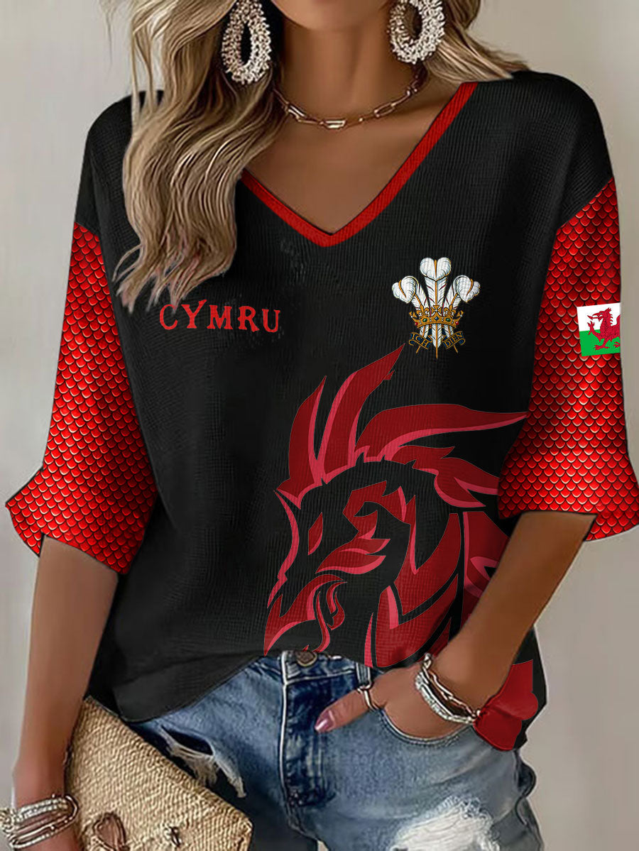 Femmes Pays de Galles Welsh Lover Imprimé Waffle Tops