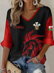 Femmes Pays de Galles Welsh Lover Imprimé Waffle Tops