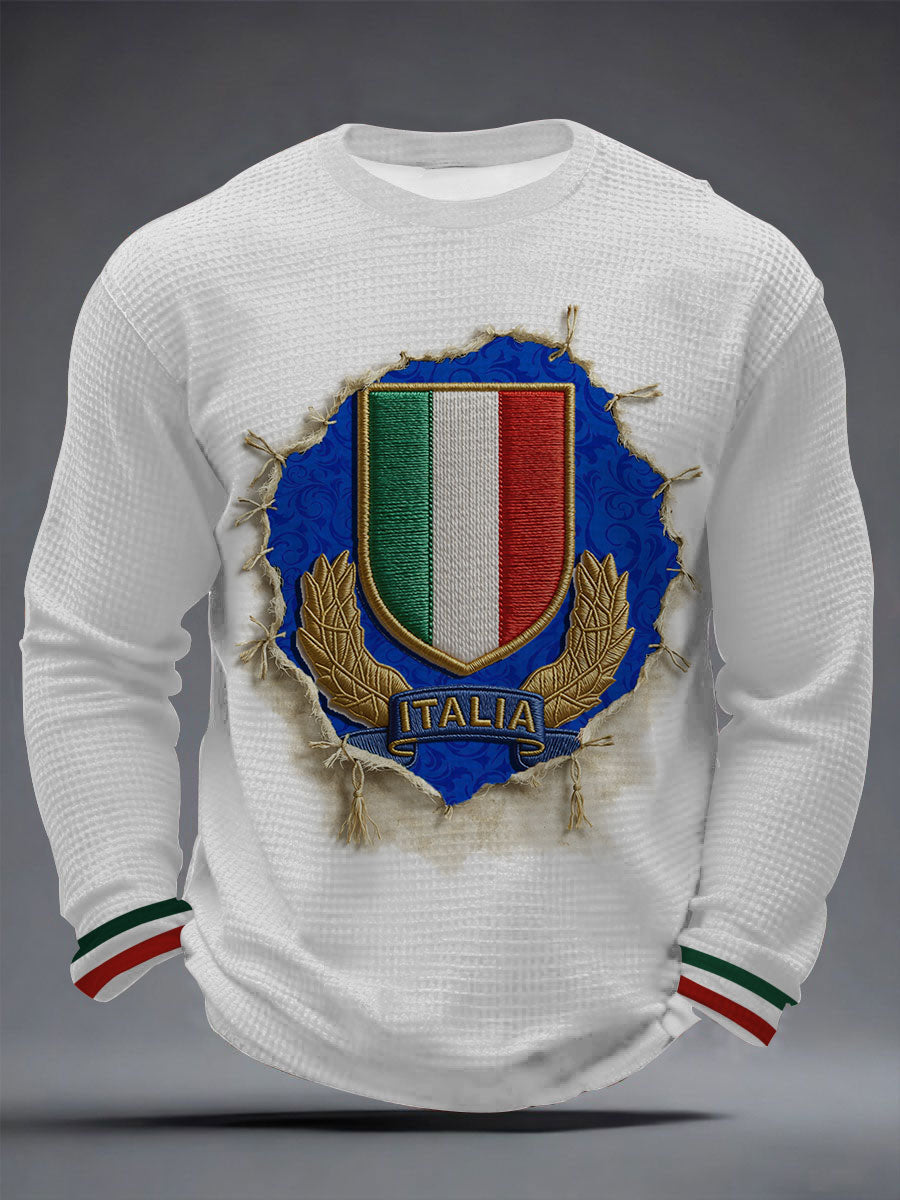 T-shirt à manches longues Italy Rugby Waffle Homme