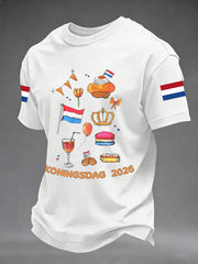 T-shirt Koningsdag Print Casual Homme