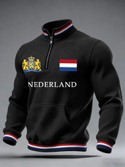 Sweat-shirt à imprimé drapeau Nederland pour hommes