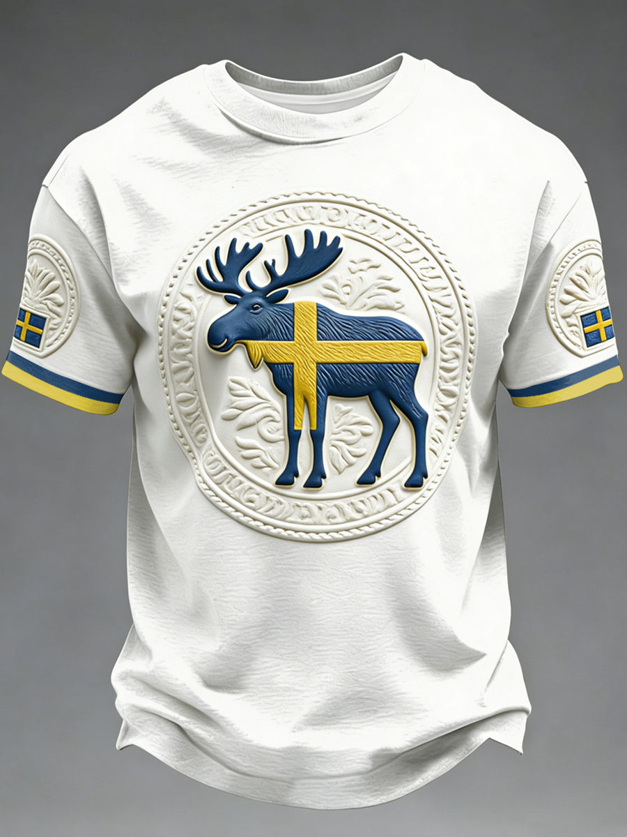 T-shirt à imprimé drapeau suédois pour homme