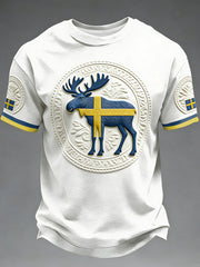 T-shirt à imprimé drapeau suédois pour homme