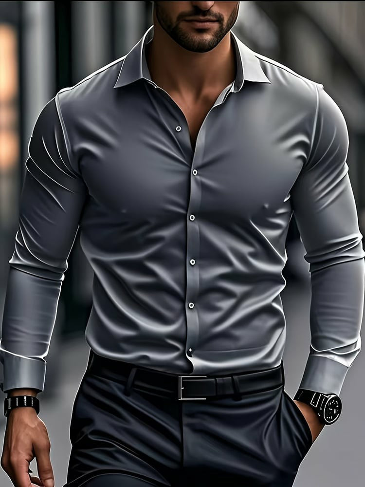 Chemise en satin imprimé géométrique Business Style pour hommes