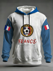 Sweat à capuche oversize à épaules tombantes avec poches, France Football, pour homme