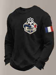 Sweat à col rond à manches longues en waffle pour hommes, équipe de football