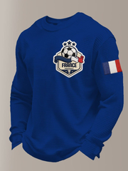 Sweat à col rond à manches longues en waffle pour hommes, équipe de football