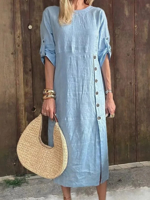 Maxi Robe à fente latérale boutonnée pour femme