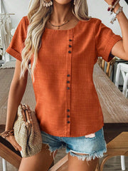 Chemise décontractée pour femme en bambou et lin, ornée de motifs floraux, avec fermeture par boutons