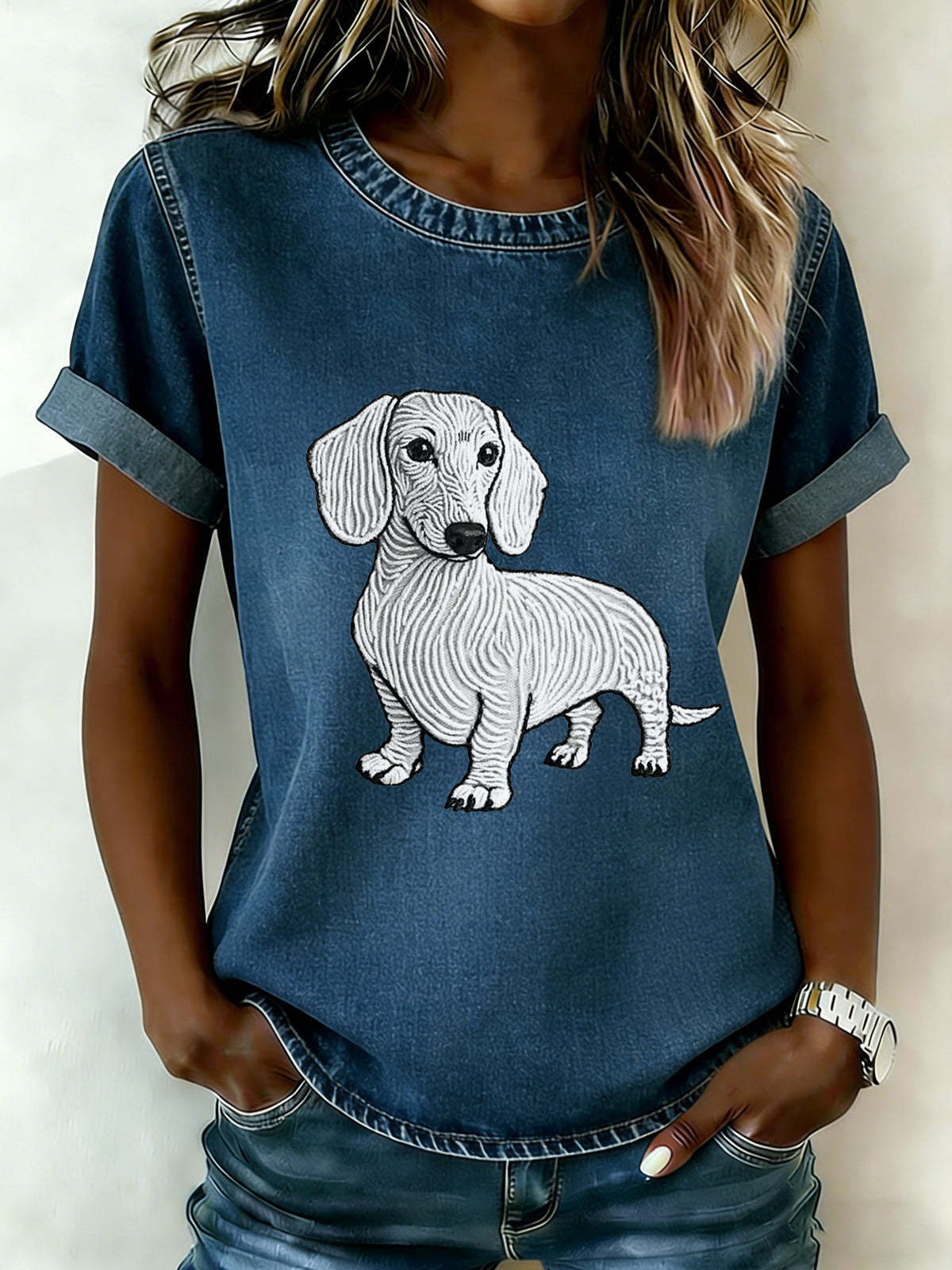 T-shirt pour femmes avec imprimé de chien