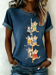 T-shirt imprimé chat femme