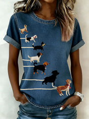 T-shirt imprimé chien pour femme
