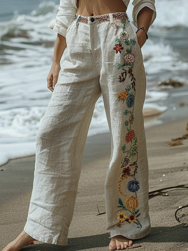 Pantalon droit décontracté à bouton quotidien pour femmes