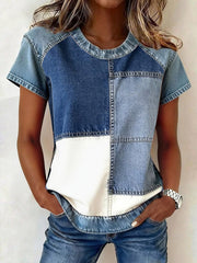 Haut en patchwork de denim pour femmes
