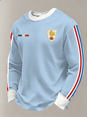 T-shirt à manches longues en gaufre pour hommes, équipe de France de rugby