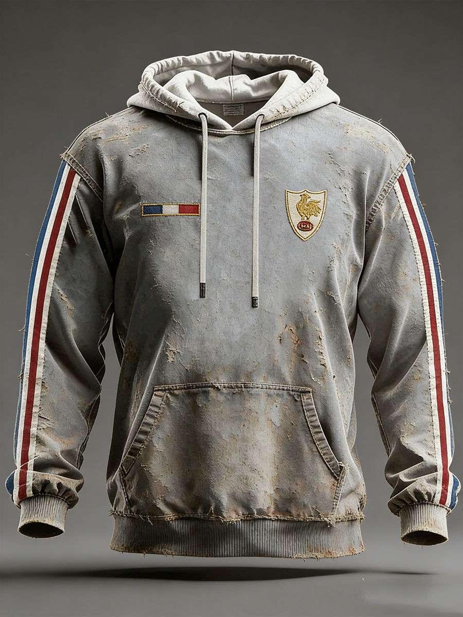 Sweat à capuche oversize à épaules dénudées avec poches France Rugby Homme