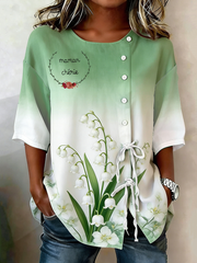 Chemise Femme Maman chérie Boutonnée Et Lacée En Coton Et Lin
