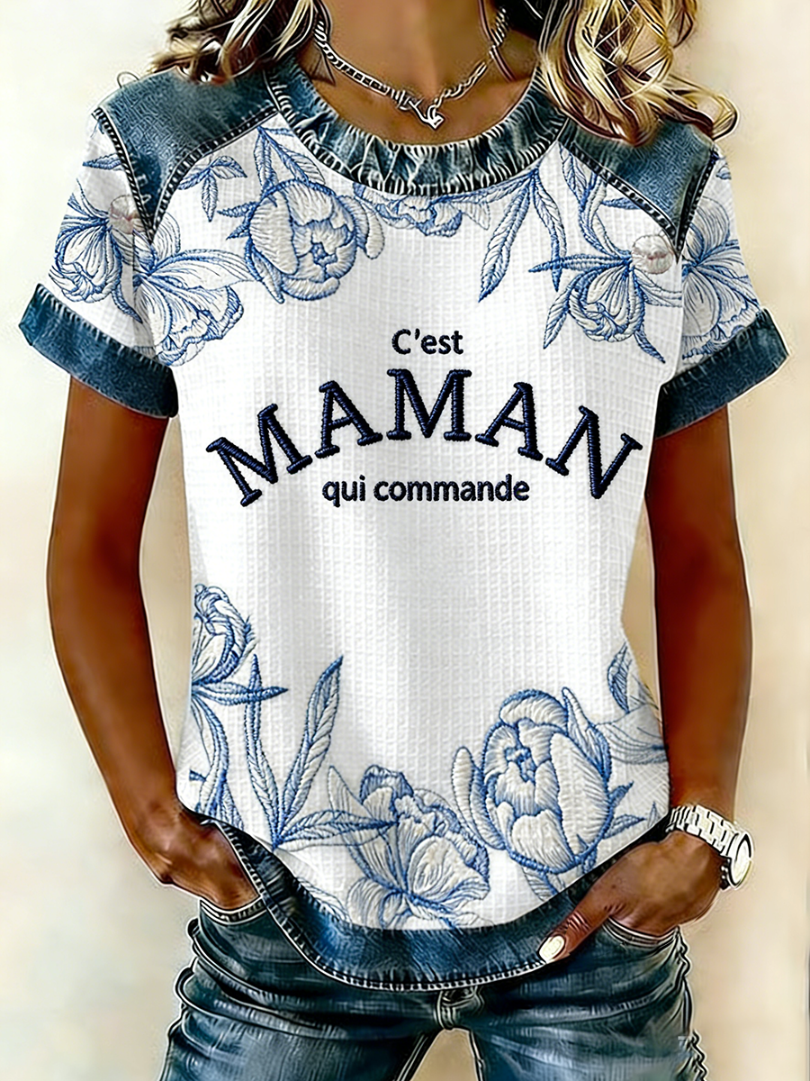 T-shirt décontracté à manches courtes C'est Maman Qui Commande pour femme