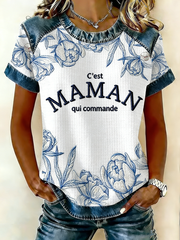 T-shirt décontracté à manches courtes C'est Maman Qui Commande pour femme