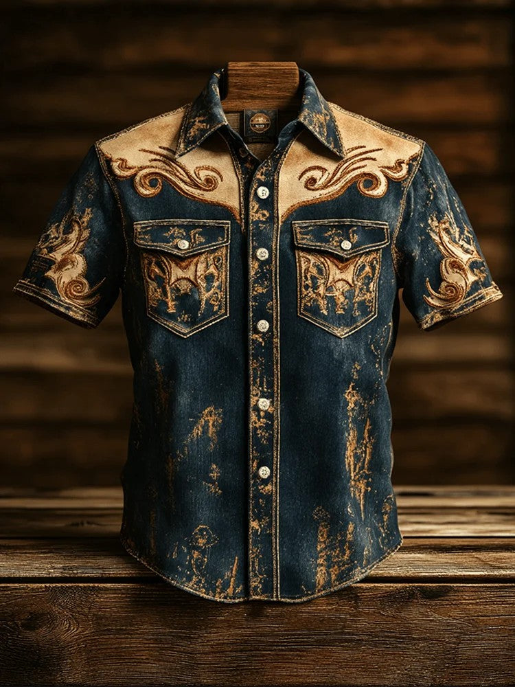 Chemise à manches courtes Western Yoke Homme