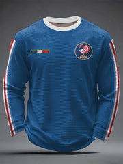 T-shirt à manches longues en gaufre imprimé rugby de France pour hommes