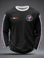 T-shirt à manches longues en gaufre imprimé rugby de France pour hommes