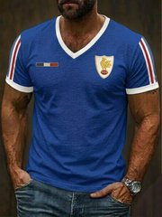 T-shirt à col en V France Rugby pour homme
