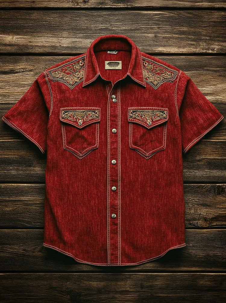 Chemise à manches courtes Western Yoke Homme
