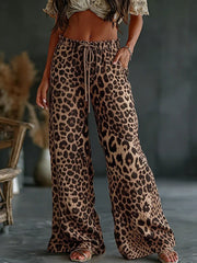 Pantalon décontracté vintage à imprimé léopard pour femmes