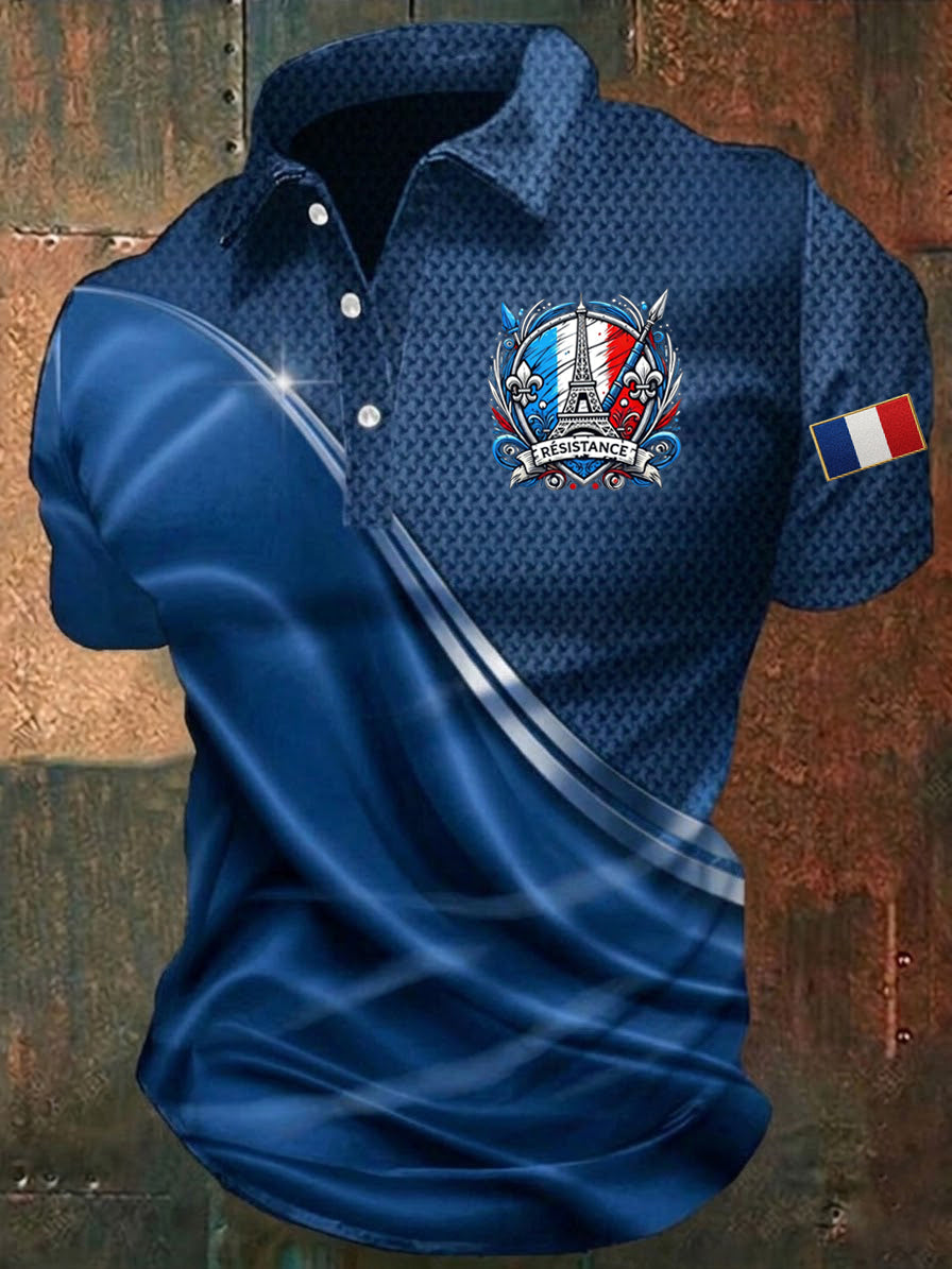 Chemise imprimée pour hommes, Jour de la Victoire européenne en France