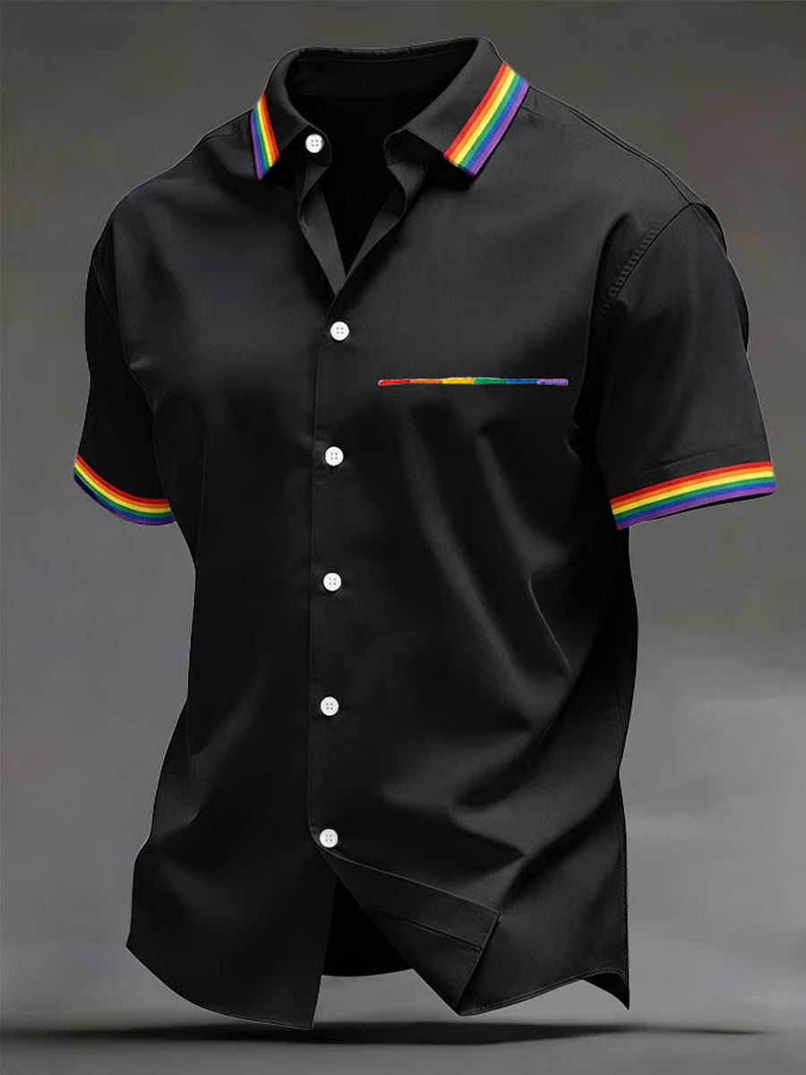 Chemise décontractée à manches courtes pour hommes, motif arc-en-ciel, mois de la fierté homosexuelle
