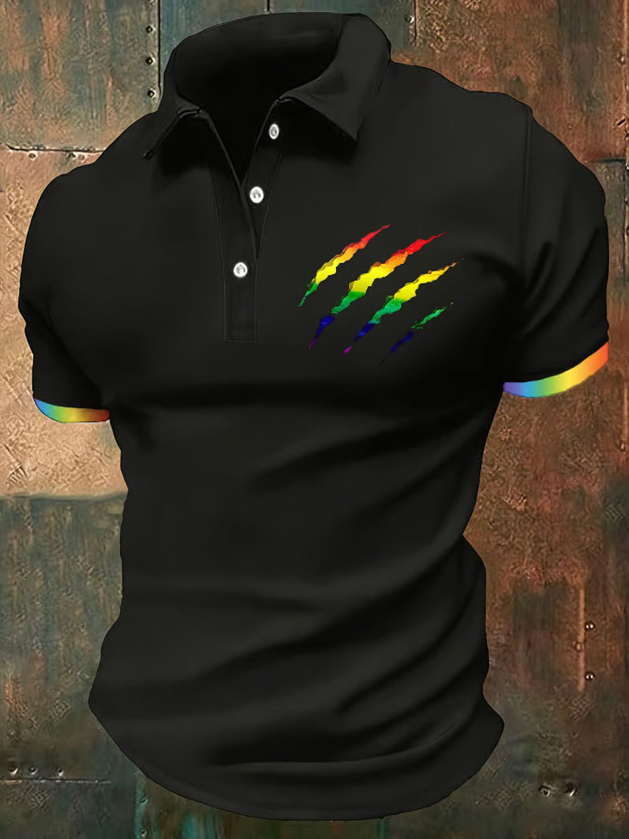 Top décontracté à manches courtes pour hommes, motif arc-en-ciel, Mois de la fierté LGBT